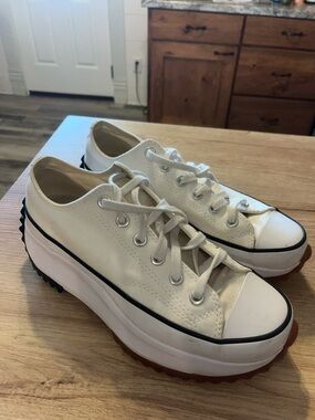 Converse White Platform Lace-Up Sneakers